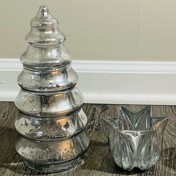 🔥Pottery Barn vintage holiday mercury glass home decor Lenox crystal votive - Picture 8 of 16